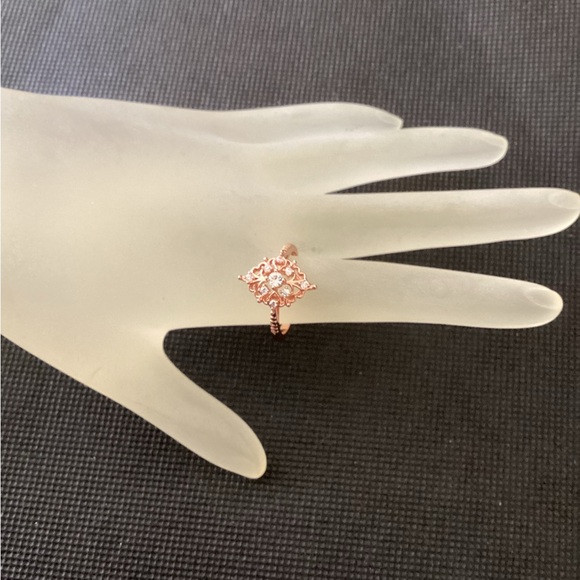 Antique Rose Gold CZ Ring 925 Sterling Silver - Picture 12 of 13